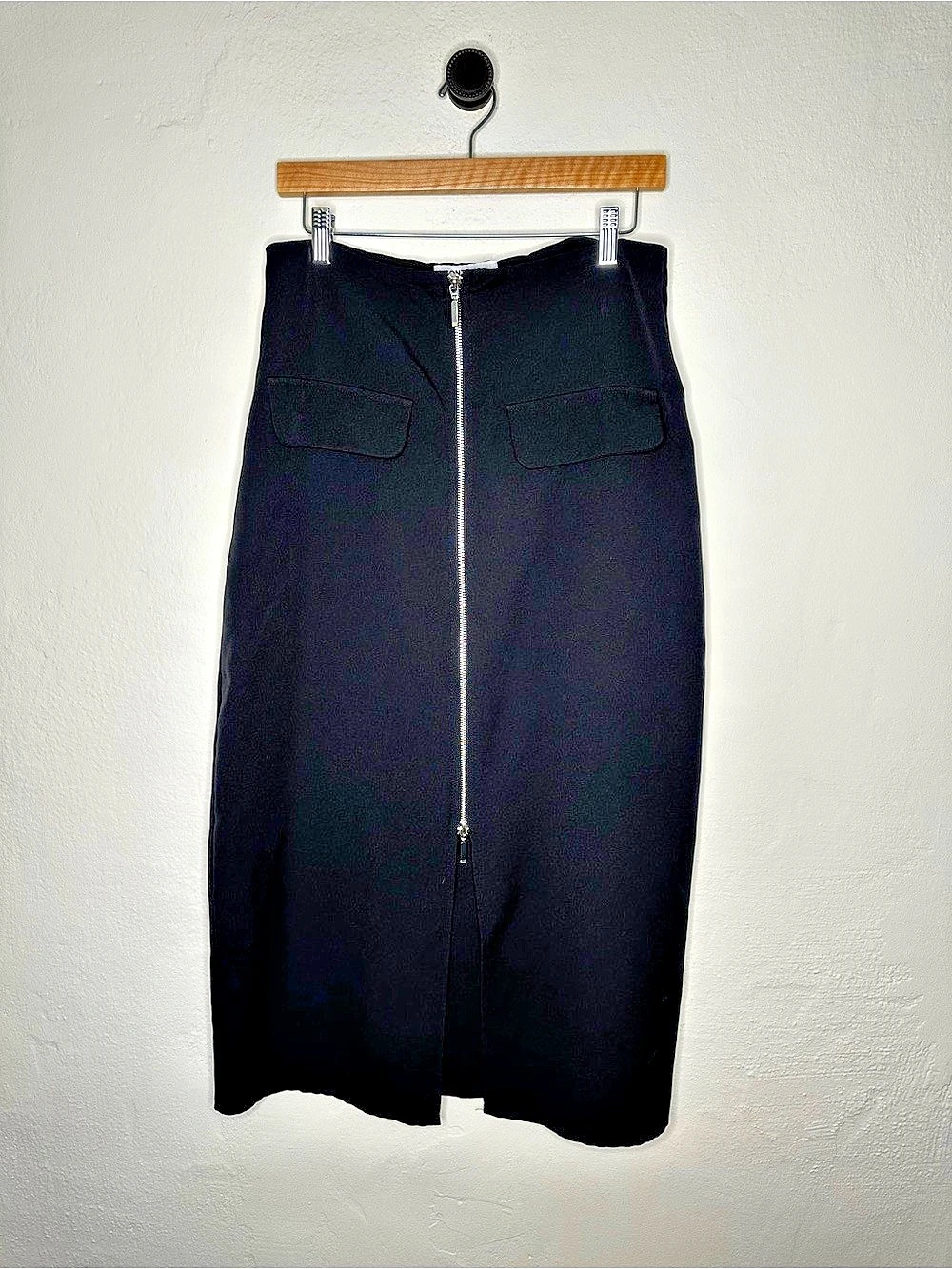 Contempo Black Zip Midi Skirt